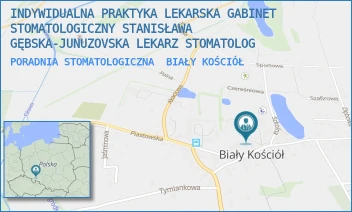 PORADNIA STOMATOLOGICZNA - INDYWIDUALNA PRAKTYKA LEKARSKA GABINET STOMATOLOGICZNY STANISŁAWA GĘBSKA-JUNUZOVSKA LEKARZ STOMATOLOG - UL. RÓŻANA 1,  BIAŁY KOŚCIÓŁ