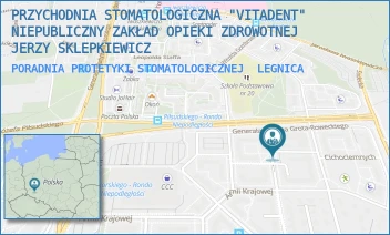 PORADNIA PROTETYKI STOMATOLOGICZNEJ - PRZYCHODNIA STOMATOLOGICZNA "VITADENT" NIEPUBLICZNY ZAKŁAD OPIEKI ZDROWOTNEJ JERZY SKLEPKIEWICZ - UL. BATALIONU PARASOL 9/1,  LEGNICA