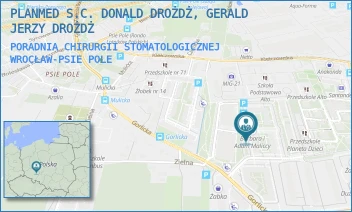PORADNIA CHIRURGII STOMATOLOGICZNEJ - PLANMED S.C. DONALD DROŻDŻ, GERALD JERZY DROŻDŻ - UL. GORLICKA 62/1U,  WROCŁAW-PSIE POLE