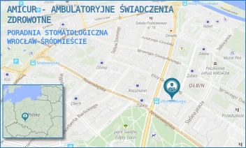 PORADNIA STOMATOLOGICZNA - AMICUR - AMBULATORYJNE ŚWIADCZENIA ZDROWOTNE - UL. ELIZY ORZESZKOWEJ 55/57,  WROCŁAW-ŚRÓDMIEŚCIE