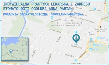 PORADNIA STOMATOLOGICZNA - INDYWIDUALNA PRAKTYKA LEKARSKA Z ZAKRESU STOMATOLOGII OGÓLNEJ ANNA PABIAN - UL. KOŁOBRZESKA 3F,  WROCŁAW-FABRYCZNA
