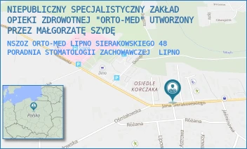 NSZOZ ORTO-MED LIPNO SIERAKOWSKIEGO 48 PORADNIA STOMATOLOGII ZACHOWAWCZEJ - NIEPUBLICZNY SPECJALISTYCZNY ZAKŁAD OPIEKI ZDROWOTNEJ "ORTO-MED" UTWORZONY PRZEZ MAŁGORZATĘ SZYDĘ - SIERAKOWSKIEGO 48,  LIPNO