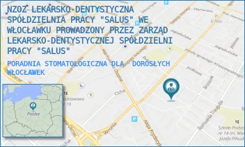 PORADNIA STOMATOLOGICZNA DLA  DOROSŁYCH - NZOZ LEKARSKO-DENTYSTYCZNA SPÓŁDZIELNIA PRACY "SALUS" WE WŁOCŁAWKU PROWADZONY PRZEZ ZARZĄD LEKARSKO-DENTYSTYCZNEJ SPÓŁDZIELNI PRACY "SALUS" - TOPOLOWA 6,  WŁOCŁAWEK
