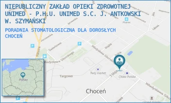 PORADNIA STOMATOLOGICZNA DLA DOROSŁYCH - NIEPUBLICZNY ZAKŁAD OPIEKI ZDROWOTNEJ UNIMED - P.H.U. UNIMED S.C. J. ANTKOWSKI W. SZYMAŃSKI - SIKORSKIEGO 12,  CHOCEŃ