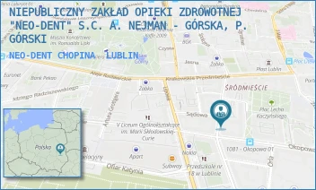 NEO-DENT CHOPINA - NIEPUBLICZNY ZAKŁAD OPIEKI ZDROWOTNEJ "NEO-DENT" S.C. A. NEJMAN - GÓRSKA, P. GÓRSKI - FRYDERYKA CHOPINA 8/7,  LUBLIN