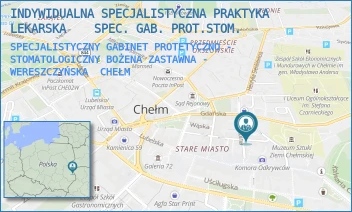SPECJALISTYCZNY GABINET PROTETYCZNO - STOMATOLOGICZNY BOŻENA ZASTAWNA - WERESZCZYŃSKA - INDYWIDUALNA SPECJALISTYCZNA PRAKTYKA LEKARSKA    SPEC. GAB. PROT.STOM. - KRZYWA 41/2,  CHEŁM