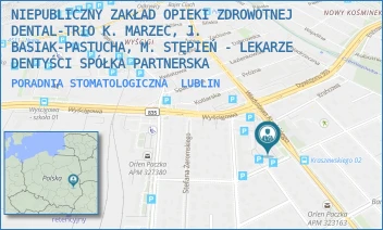 PORADNIA STOMATOLOGICZNA - NIEPUBLICZNY ZAKŁAD OPIEKI ZDROWOTNEJ DENTAL-TRIO K. MARZEC, J. BASIAK-PASTUCHA, M. STĘPIEŃ - LEKARZE DENTYŚCI SPÓŁKA PARTNERSKA - KUNICKIEGO 89,  LUBLIN