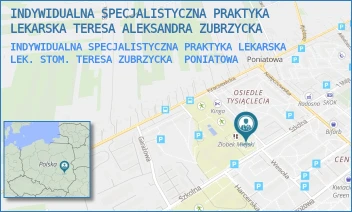 INDYWIDUALNA SPECJALISTYCZNA PRAKTYKA LEKARSKA LEK. STOM. TERESA ZUBRZYCKA - INDYWIDUALNA SPECJALISTYCZNA PRAKTYKA LEKARSKA TERESA ALEKSANDRA ZUBRZYCKA - PRZECHODNIA 3,  PONIATOWA