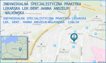 INDYWIDUALNA SPECJALISTYCZNA PRAKTYKA LEKARSKA LEK. DENT. HANNA ANDZELM-WALKOWSKA - INDYWIDUALNA SPECJALISTYCZNA PRAKTYKA LEKARSKA LEK.DENT.HANNA ANDZELM -WALKOWSKA - ZUCHÓW 1,  LUBLIN