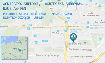 PORADNIA STOMATOLOGICZNA - ZESPÓŁ SZKÓŁ ELEKTRONICZNYCH - AGNIESZKA SURDYKA,  AGNIESZKA SURDYKA NZOZ AS-DENT - WOJCIECHOWSKA 38,  LUBLIN