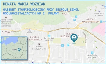 GABINET STOMATOLOGICZNY PRZY ZESPOLE SZKÓL OGÓLNOKSZTAŁCĄCYCH NR 2 - RENATA MARIA WOŹNIAK - WRÓBLEWSKIEGO 11,  PUŁAWY