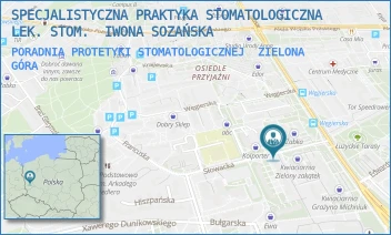 PORADNIA PROTETYKI STOMATOLOGICZNEJ - SPECJALISTYCZNA PRAKTYKA STOMATOLOGICZNA LEK. STOM.  IWONA SOZAŃSKA - UL. SŁOWACKA 29/1,  ZIELONA GÓRA