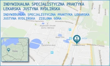 INDYWIDUALNA SPECJALISTYCZNA PRAKTYKA LEKARSKA JUSTYNA RYDLIŃSKA - INDYWIDUALNA SPECJALISTYCZNA PRAKTYKA LEKARSKA JUSTYNA RYDLIŃSKA - UL. DRZONKÓW-CISOWA 1A,  ZIELONA GÓRA