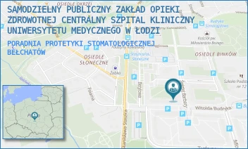 PORADNIA PROTETYKI STOMATOLOGICZNEJ - SAMODZIELNY PUBLICZNY ZAKŁAD OPIEKI ZDROWOTNEJ CENTRALNY SZPITAL KLINICZNY UNIWERSYTETU MEDYCZNEGO W ŁODZI - UL. ŚW. BARBARY 1,  BEŁCHATÓW
