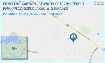 PORADNIA STOMATOLOGICZNA - PRYWATNY GABINET STOMATOLOGICZNY TERESA PAWŁOWICZ-SZKUDLAREK W SIERADZU - WOJSKA POLSKIEGO  63,  SIERADZ