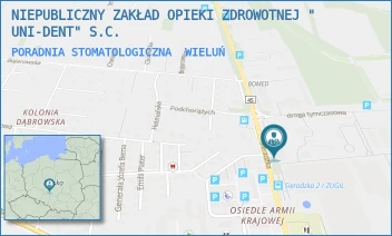 PORADNIA STOMATOLOGICZNA - NIEPUBLICZNY ZAKŁAD OPIEKI ZDROWOTNEJ " UNI-DENT" S.C. - UL. SIERADZKA 56,  WIELUŃ