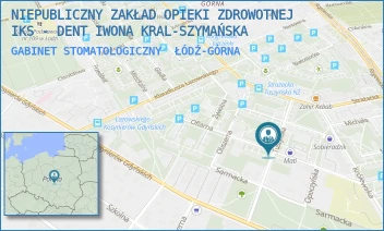 GABINET STOMATOLOGICZNY - NIEPUBLICZNY ZAKŁAD OPIEKI ZDROWOTNEJ IKS - DENT IWONA KRAL-SZYMAŃSKA - UL. TUSZYŃSKA 29/4,  ŁÓDŹ-GÓRNA
