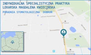 PORADNIA STOMATOLOGICZNA - INDYWIDUALNA SPECJALISTYCZNA PRAKTYKA LEKARSKA MAGDALENA KWIECIŃSKA - UL. SIENKIEWICZA 60,  DOBROŃ