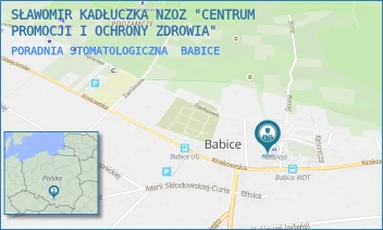 PORADNIA STOMATOLOGICZNA - SŁAWOMIR KADŁUCZKA NZOZ "CENTRUM PROMOCJI I OCHRONY ZDROWIA" - UL. GOŁĄBA 1,  BABICE