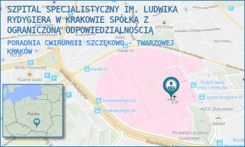 PORADNIA CHIRURGII SZCZĘKOWO - TWARZOWEJ - SZPITAL SPECJALISTYCZNY IM. LUDWIKA RYDYGIERA W KRAKOWIE SPÓŁKA Z OGRANICZONĄ ODPOWIEDZIALNOŚCIĄ - OSIEDLE ZŁOTEJ JESIENI 1,  KRAKÓW