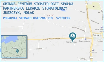 PORADNIA STOMATOLOGICZNA 118 - GMINNE CENTRUM STOMATOLOGII SPÓŁKA PARTNERSKA LEKARZE STOMATOLODZY JUSZCZYK, MOLAK - UL. PIŁSUDSKIEGO 15/118,  SZCZUCIN