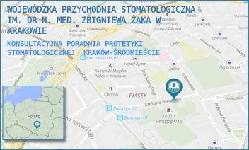 KONSULTACYJNA PORADNIA PROTETYKI STOMATOLOGICZNEJ - WOJEWÓDZKA PRZYCHODNIA STOMATOLOGICZNA IM. DR N. MED. ZBIGNIEWA ŻAKA W KRAKOWIE - UL. BATOREGO 3,  KRAKÓW-ŚRÓDMIEŚCIE