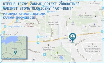 PORADNIA STOMATOLOGICZNA - NIEPUBLICZNY ZAKŁAD OPIEKI ZDROWOTNEJ GABINET STOMATOLOGICZNY "ART-DENT" - UL. DOBREGO PASTERZA 100,  KRAKÓW-ŚRÓDMIEŚCIE