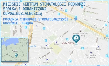 PORADNIA CHIRURGII STOMATOLOGICZNEJ - NA KOZŁÓWCE - MIEJSKIE CENTRUM STOMATOLOGII PODGÓRZE SPÓŁKA Z OGRANICZONĄ ODPOWIEDZIALNOŚCIĄ - UL. NA KOZŁÓWCE 29,  KRAKÓW