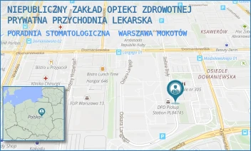 PORADNIA STOMATOLOGICZNA - NIEPUBLICZNY ZAKŁAD OPIEKI ZDROWOTNEJ PRYWATNA PRZYCHODNIA LEKARSKA - STEFANA BRYŁY 6,  WARSZAWA MOKOTÓW