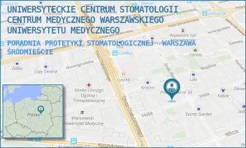 PORADNIA PROTETYKI STOMATOLOGICZNEJ - "CENTRUM MEDYCZNE WARSZAWSKIEGO UNIWERSYTETU MEDYCZNEGO" SPÓŁKA Z OGRANICZONĄ ODPOWIEDZIALNOŚCIĄ - EMILII PLATER 21,  WARSZAWA ŚRÓDMIEŚCIE