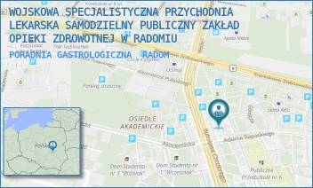 PORADNIA GASTROLOGICZNA - WOJSKOWA SPECJALISTYCZNA PRZYCHODNIA LEKARSKA SAMODZIELNY PUBLICZNY ZAKŁAD OPIEKI ZDROWOTNEJ W RADOMIU - CHROBREGO 50,  RADOM