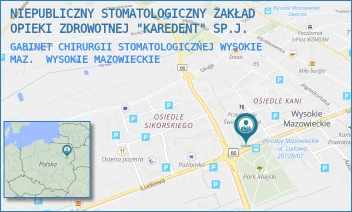 GABINET CHIRURGII STOMATOLOGICZNEJ WYSOKIE MAZ. - NIEPUBLICZNY STOMATOLOGICZNY ZAKŁAD OPIEKI ZDROWOTNEJ "KAREDENT" SP.J. - LUDOWA 54, WYSOKIE MAZOWIECKIE