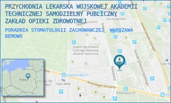 PORADNIA STOMATOLOGII ZACHOWAWCZEJ - PRZYCHODNIA LEKARSKA WOJSKOWEJ AKADEMII TECHNICZNEJ SAMODZIELNY PUBLICZNY ZAKŁAD OPIEKI ZDROWOTNEJ - KARTEZJUSZA 2,  WARSZAWA BEMOWO