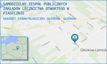 GABINET STOMATOLOGICZNY GŁOSKÓW - SAMODZIELNY ZESPÓŁ PUBLICZNYCH ZAKŁADÓW LECZNICTWA OTWARTEGO W PIASECZNIE - GÓRNA 20,  GŁOSKÓW