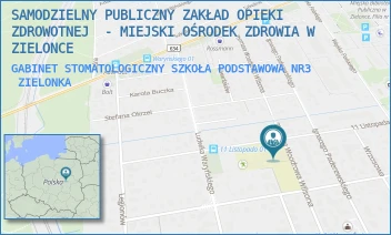 GABINET STOMATOLOGICZNY SZKOŁA PODSTAWOWA NR3 - MIEJSKA PRZYCHODNIA ZDROWIA SAMODZIELNY PUBLICZNY ZAKŁAD OPIEKI ZDROWOTNEJ W ZIELONCE - WILSONA 34/36,  ZIELONKA