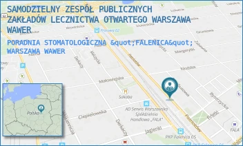 PORADNIA STOMATOLOGICZNA "FALENICA" - SAMODZIELNY ZESPÓŁ PUBLICZNYCH ZAKŁADÓW LECZNICTWA OTWARTEGO WARSZAWA WAWER - PATRIOTÓW 46/48,  WARSZAWA WAWER