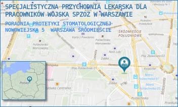 PORADNIA PROTETYKI STOMATOLOGICZNEJ NOWOWIEJSKA 5 - SPECJALISTYCZNA PRZYCHODNIA LEKARSKA DLA PRACOWNIKÓW WOJSKA SPZOZ W WARSZAWIE - NOWOWIEJSKA 5.,  WARSZAWA ŚRÓDMIEŚCIE
