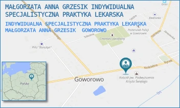 INDYWIDUALNA SPECJALISTYCZNA PRAKTYKA LEKARSKA MAŁGORZATA ANNA GRZESIK - MAŁGORZATA ANNA GRZESIK INDYWIDUALNA SPECJALISTYCZNA PRAKTYKA LEKARSKA - DULCZEWSKIEGO 1A,  GOWOROWO