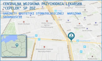 GABINETY PROTETYKI STOMATOLOGICZNEJ - CENTRALNA WOJSKOWA PRZYCHODNIA LEKARSKA "CEPELEK" SP ZOZ - KOSZYKOWA 78,  WARSZAWA ŚRÓDMIEŚCIE