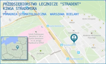 PORADNIA STOMATOLOGICZNA - PRZEDSIĘBIORSTWO LECZNICZE "STRADENT" KINGA STRADOMSKA - MARYMONCKA 34,  WARSZAWA BIELANY