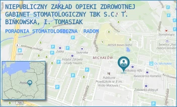 PORADNIA STOMATOLOGICZNA - NIEPUBLICZNY ZAKŁAD OPIEKI ZDROWOTNEJ GABINET STOMATOLOGICZNY TBK S.C. T. BIŃKOWSKA, I. TOMASIAK - KRÓLOWEJ JADWIGI 13,  RADOM