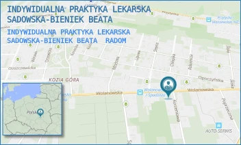 INDYWIDUALNA PRAKTYKA LEKARSKA SADOWSKA-BIENIEK BEATA - INDYWIDUALNA PRAKTYKA LEKARSKA SADOWSKA-BIENIEK BEATA - KORZENIOWA 2,  RADOM