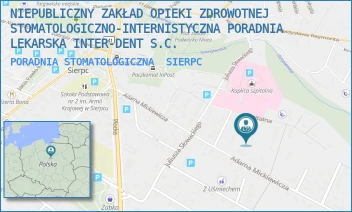 PORADNIA STOMATOLOGICZNA - NIEPUBLICZNY ZAKŁAD OPIEKI ZDROWOTNEJ STOMATOLOGICZNO-INTERNISTYCZNA PORADNIA LEKARSKA INTER-DENT S.C. - SZPITALNA 26,  SIERPC