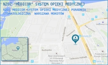 NZOZ MEDICOR SYSTEM OPIEKI MEDYCZNEJ PORADNIA STOMATOLOGICZNA - NZOZ "MEDICOR" SYSTEM OPIEKI MEDYCZNEJ - CZERNIAKOWSKA 131,  WARSZAWA MOKOTÓW