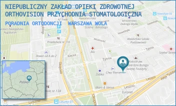 PORADNIA ORTODONCJI - NIEPUBLICZNY ZAKŁAD OPIEKI ZDROWOTNEJ ORTHOVISION PRZYCHODNIA STOMATOLOGICZNA - SKWER KS KARD. S. WYSZYŃSKIEGO 5/U-1,  WARSZAWA WOLA