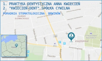 PORADNIA STOMATOLOGICZNA - 1. PRAKTYKA DENTYSTYCZNA ANNA KWIECIEŃ 2. "KWIECIEŃ-DENT" SPÓŁKA CYWILNA - ZGODA 6B,  BRWINÓW