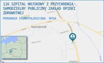 PORADNIA STOMATOLOGICZNA - 116 SZPITAL WOJSKOWY Z PRZYCHODNIĄ SAMODZIELNY PUBLICZNY ZAKŁAD OPIEKI ZDROWOTNEJ W OPOLU - UL. TADEUSZA KOŚCIUSZKI 12A-12B,  NYSA