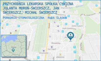 PORADNIA STOMATOLOGICZNA - PRZYCHODNIA LEKARSKA SPÓŁKA CYWILNA JOLANTA MOROŃ-ŚWIERSZCZ, JAN ŚWIERSZCZ, MICHAŁ ŚWIERSZCZ - UL. WAWELSKA 7,  RUDA ŚLĄSKA