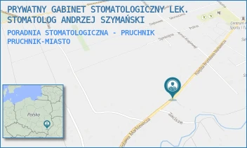 PORADNIA STOMATOLOGICZNA - PRUCHNIK - PRYWATNY GABINET STOMATOLOGICZNY LEK. STOMATOLOG ANDRZEJ SZYMAŃSKI - UL. KS. BRONISŁAWA MARKIEWICZA 1,  PRUCHNIK-MIASTO