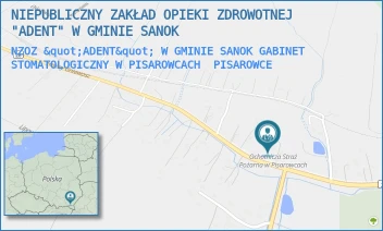 NZOZ "ADENT" W GMINIE SANOK GABINET STOMATOLOGICZNY W PISAROWCACH - NATALIA KOŁODZIEJCZYK NIEPUBLICZNY ZAKŁAD OPIEKIZDROWOTNEJ "ADENT" W GMINIE SANOK - PISAROWCE 232,  PISAROWCE
